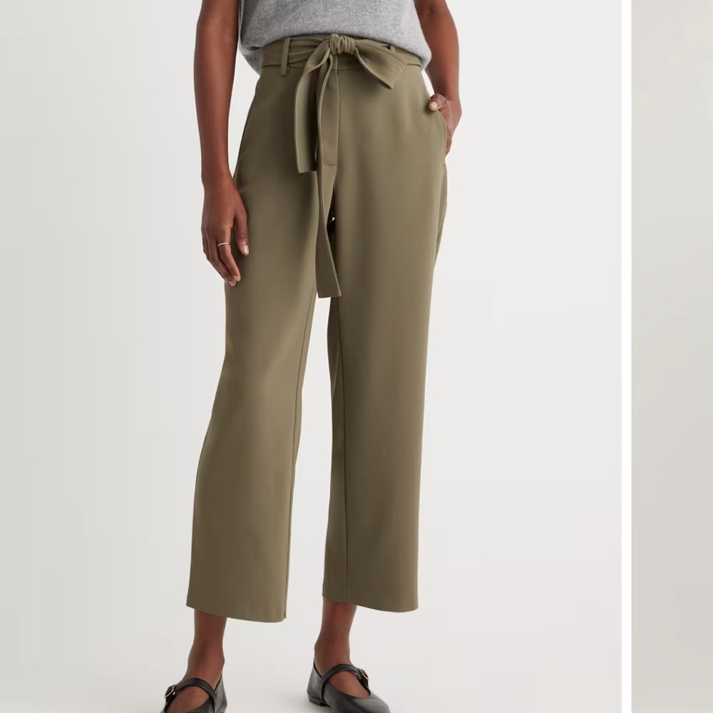 Quince Stretch Crepe Paperbag Pants in Olive Size 10 - Never Worn